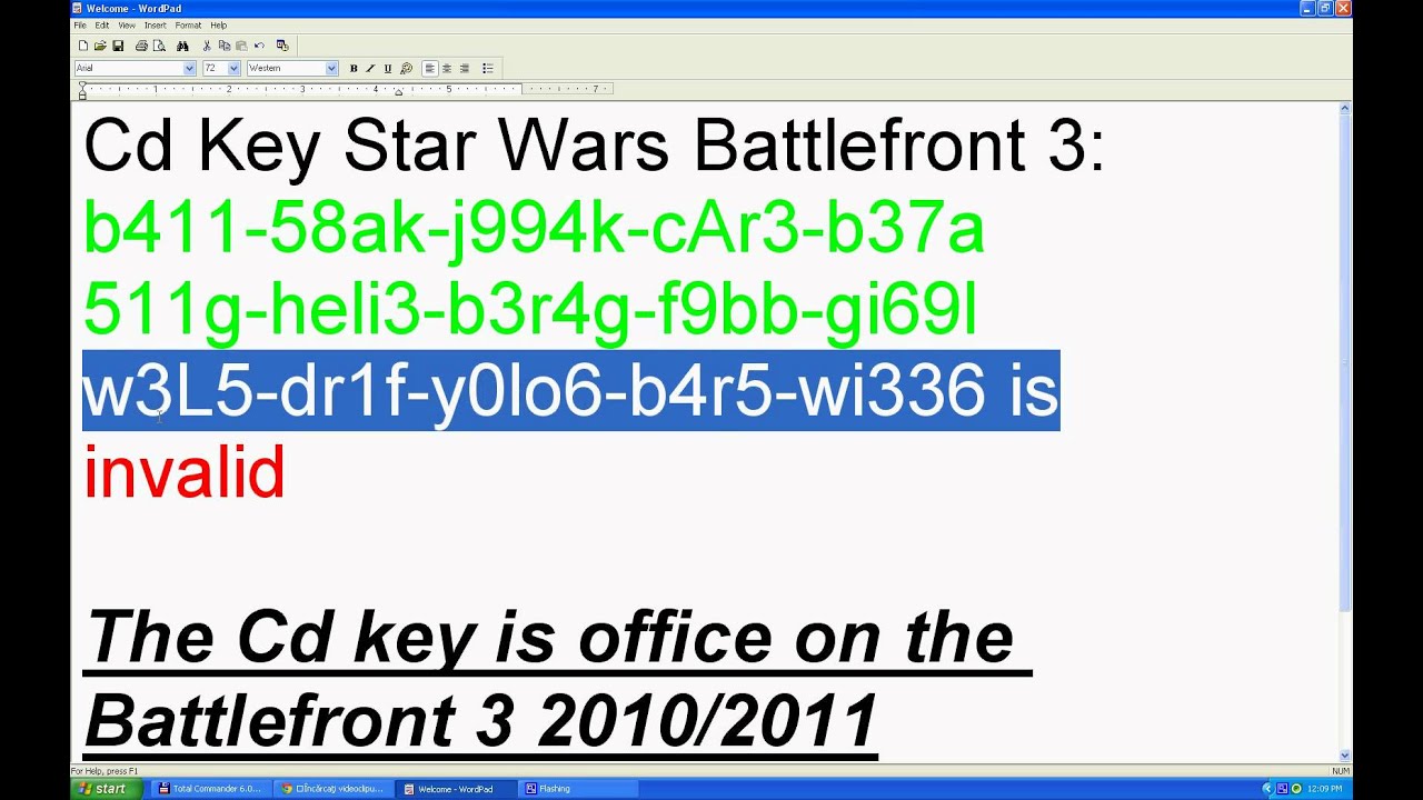 Star wars battlefront key code